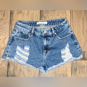 PacSun High Rise Festival Shorts sz 25 Blue Distressed Denim Shorts